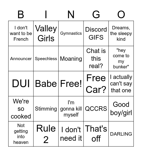 DD&DC Bingo Card Bingo Card