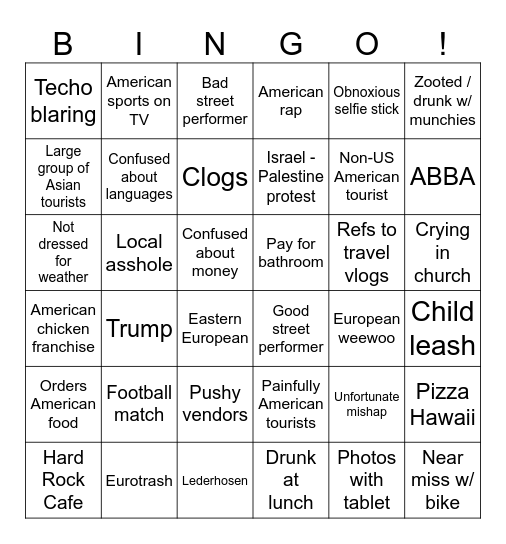 Euro Bingo Card