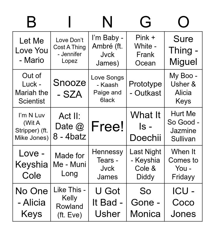 FREE FOR ALL Bingo Card