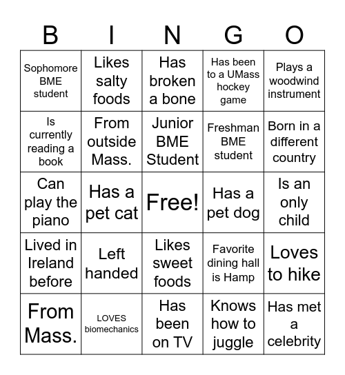 BME Pinic Bingo! Bingo Card