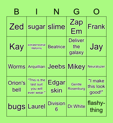 Men in Black Bingo Card