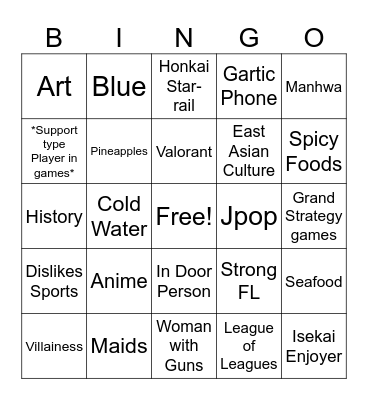 How many interests/likes do you share with Comrade Bingo Card