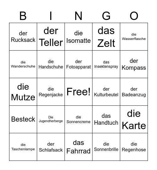 die Wanderwoche Bingo Card