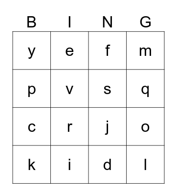 Alphabet bingo Card