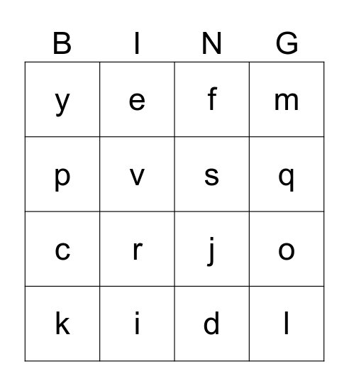 Alphabet bingo Card