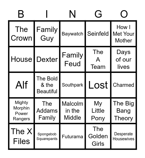 Television Bingo Card