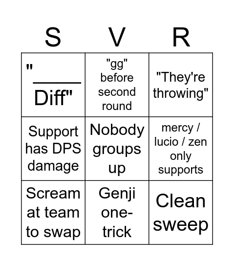 Silver Bingo Card