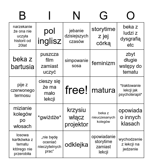 Lekcja z cancer bingo Card