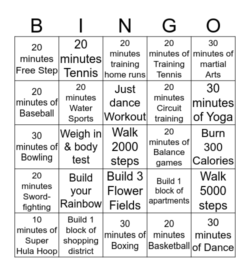 Wii Bingo Card