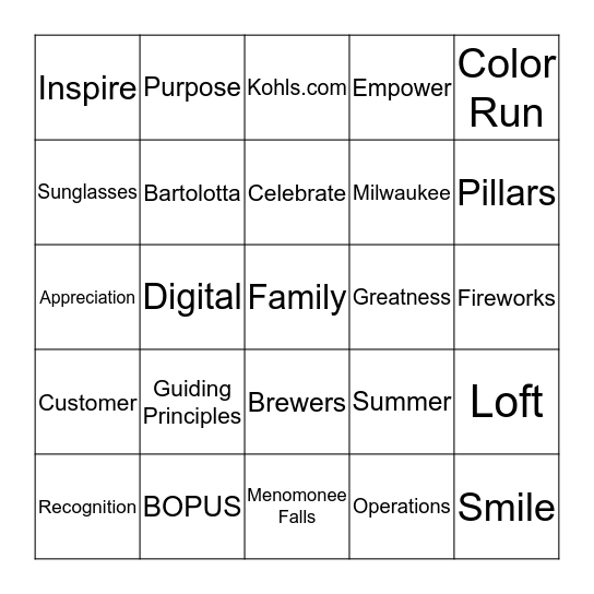 Summer of Digital Greatness - BINGO Card