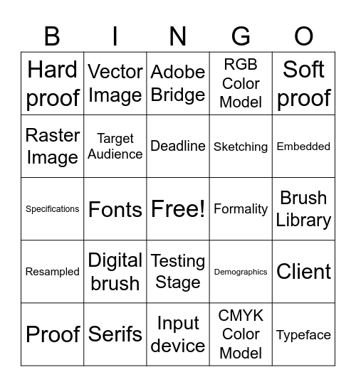 Color Model/Digital Project Management (L2 and3) Bingo Card