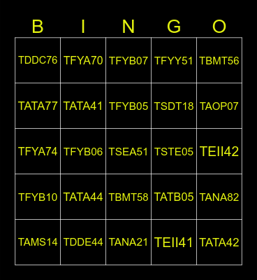 Kurskods Bingo Card