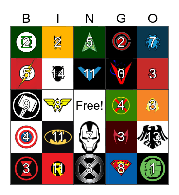 Superhero Math Bingo Set 2 Bingo Card