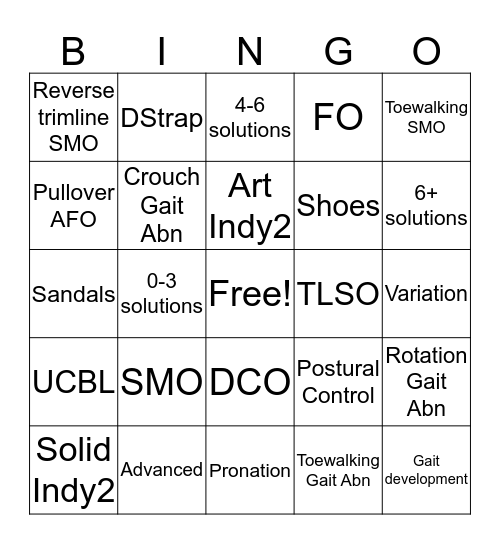 Surestep Bingo Card