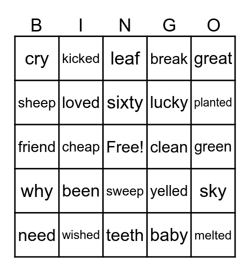 Module 8 Words Bingo Card