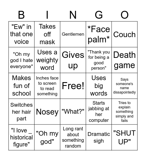 Mrs. Trammell Bingo Card