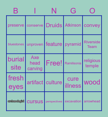 If Stones Could Speak Bingo Card