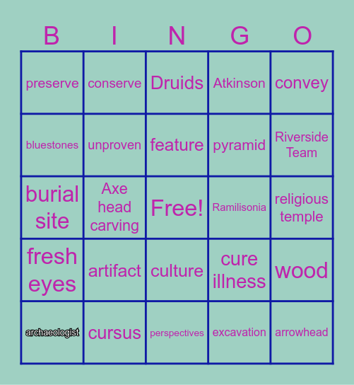 If Stones Could Speak Bingo Card