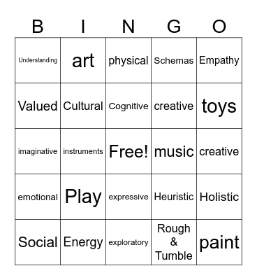 Power of Play Bingo Card