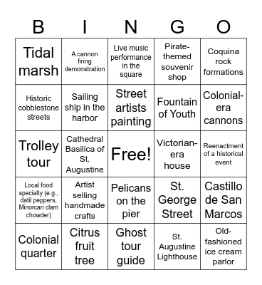St. Augustine Bingo Card