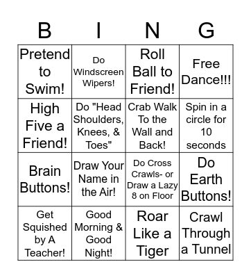 Movement Bingo! Bingo Card