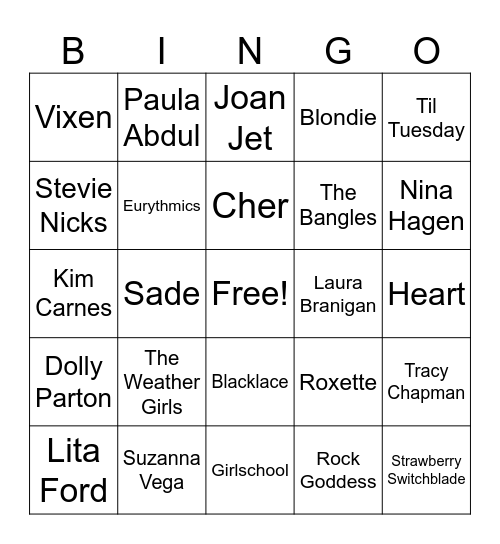 Ladies of the 80s! Bingo Card