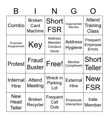 Manager Training 101 Bingo Card