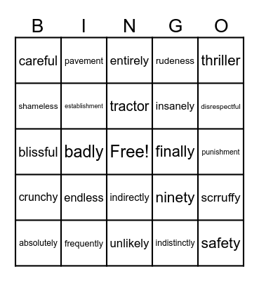 Wilson 6.1 Real Words Bingo Card