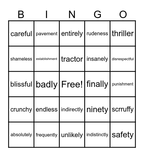 Wilson 6.1 Real Words Bingo Card