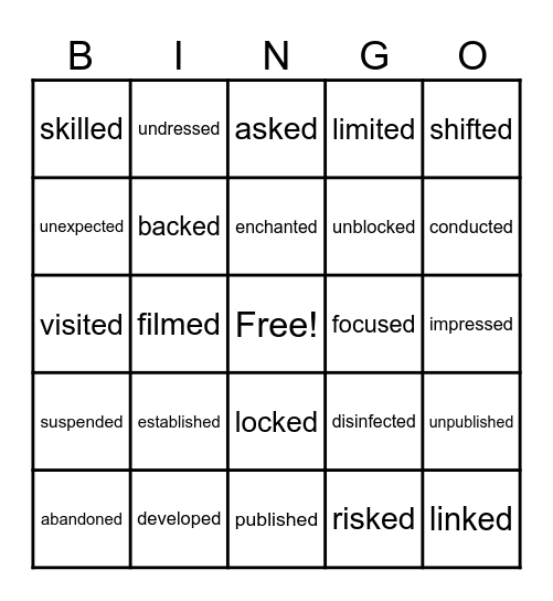 Wilson 6.2 Real Words Bingo Card