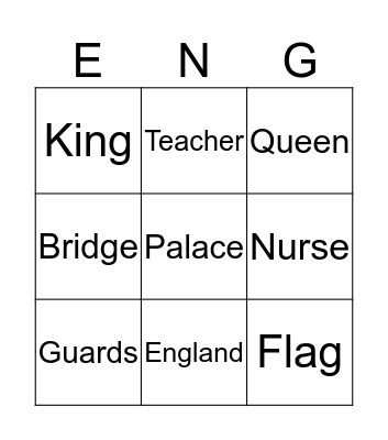 Engeland Bingo Card