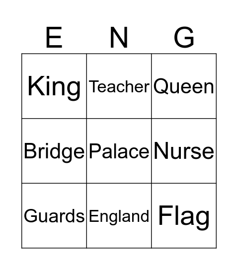 Engeland Bingo Card