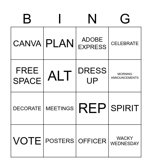 STUCO BINGO Card