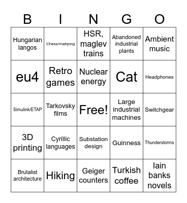 What Interests do you share with Sigia Bingo Card
