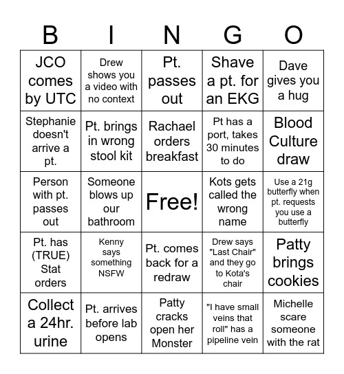 LAB Bingo Card