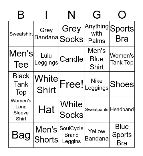 SoulCycle Retail Contest! Bingo Card