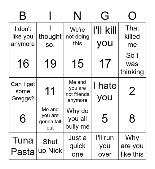 SHAUNA Bingo Card