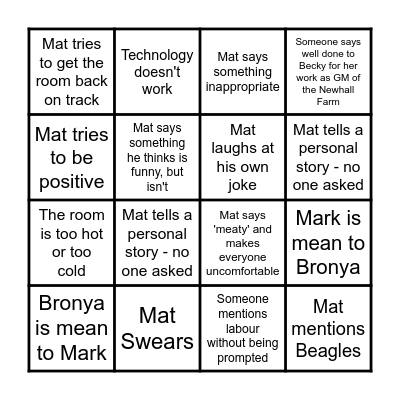 Mat Bingo Card