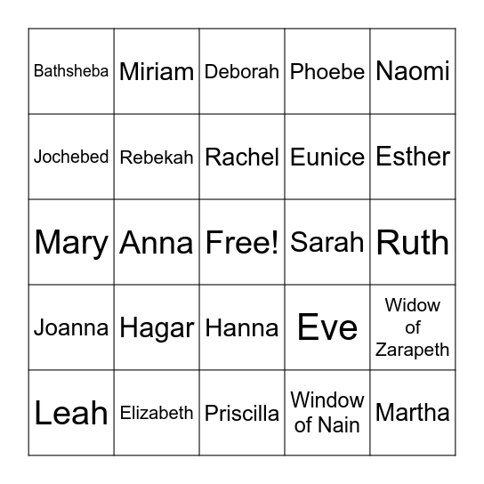 Bible Mommas Bingo Card