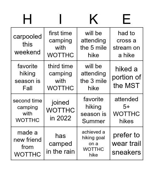 WOTTHC BINGO! Bingo Card