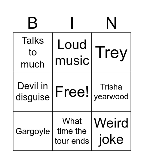 Davis Bingo Card