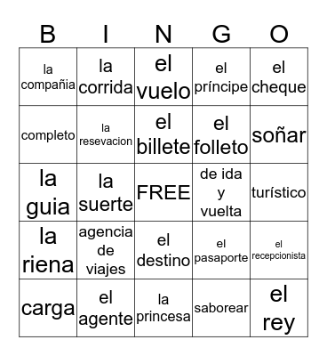 Español 2 8A Bingo Card