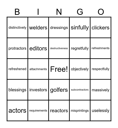 Wilson 6.3 Real Words Bingo Card