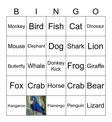 Animal Movements Bingo Card