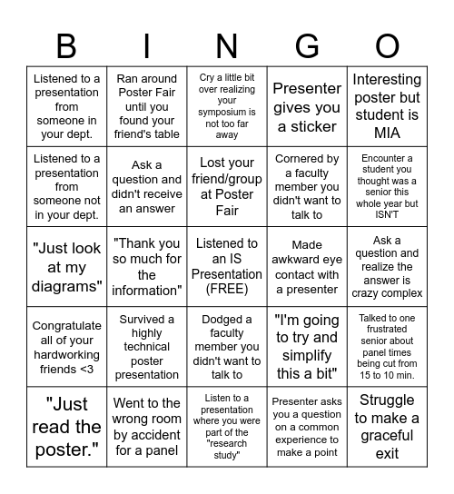 IS Symposium 2024 Bingo Card