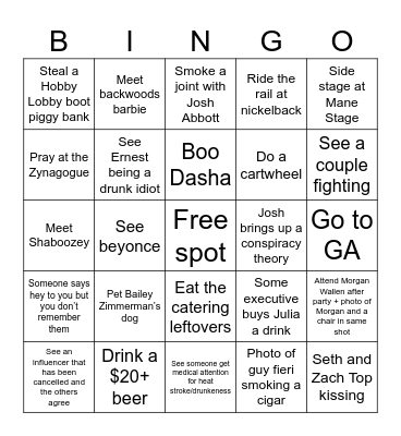 Ragecoach 2024 Bingo Card