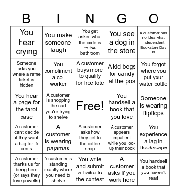 Your Name Here: Bingo Card