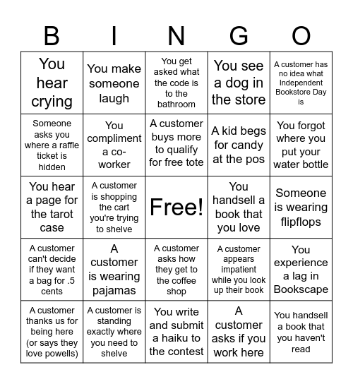 Your Name Here: Bingo Card