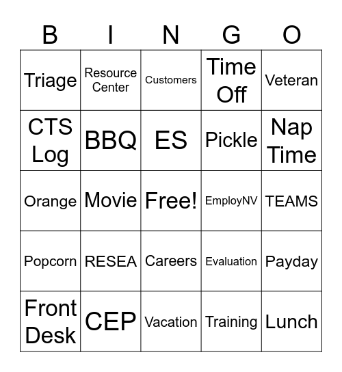 Friday Bingo Card