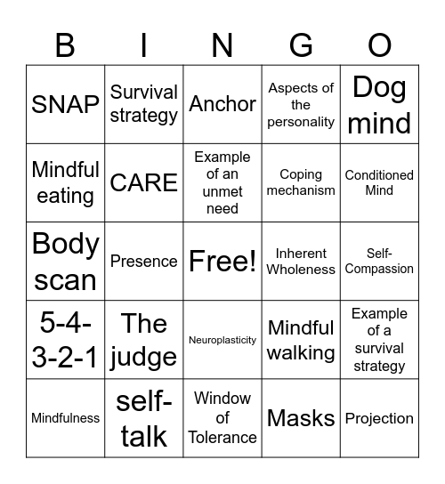 Mindful Studies Reviewx Bingo Card